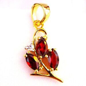 Silver, diamond, natural Garnet (1.5 ct) Pendant